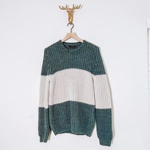 Zara Men’s Gray/White Color Block Knit Sweater Size Medium